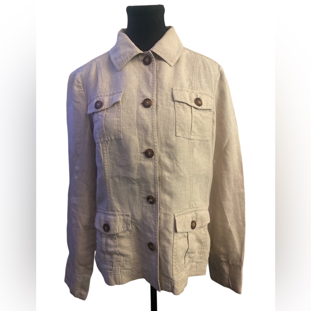 Eddie Bauer Cream Utility Jacket Safari Style EUC M